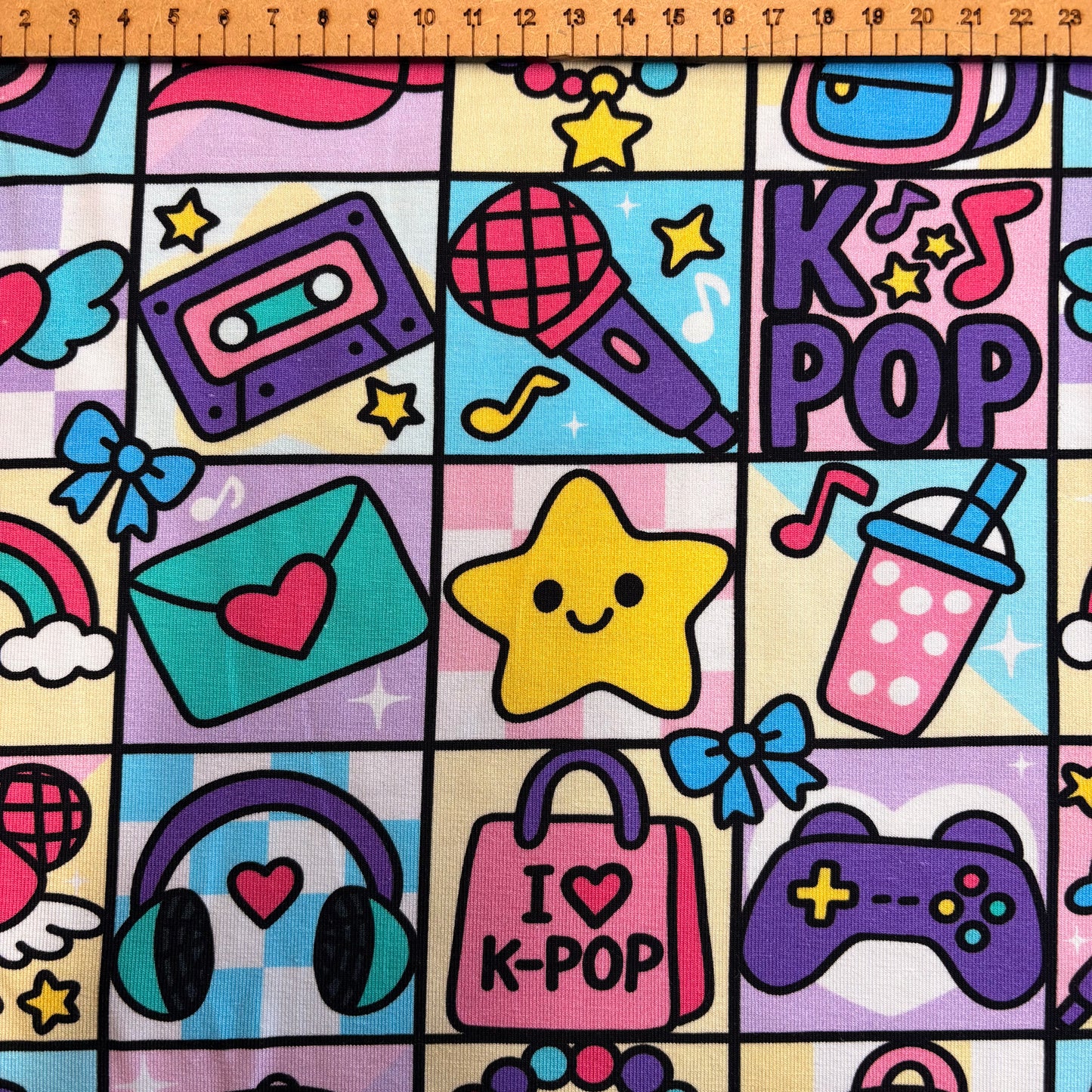 Patchwork KPOP - premium cotton lycra jersey kids stretch fabric image 1