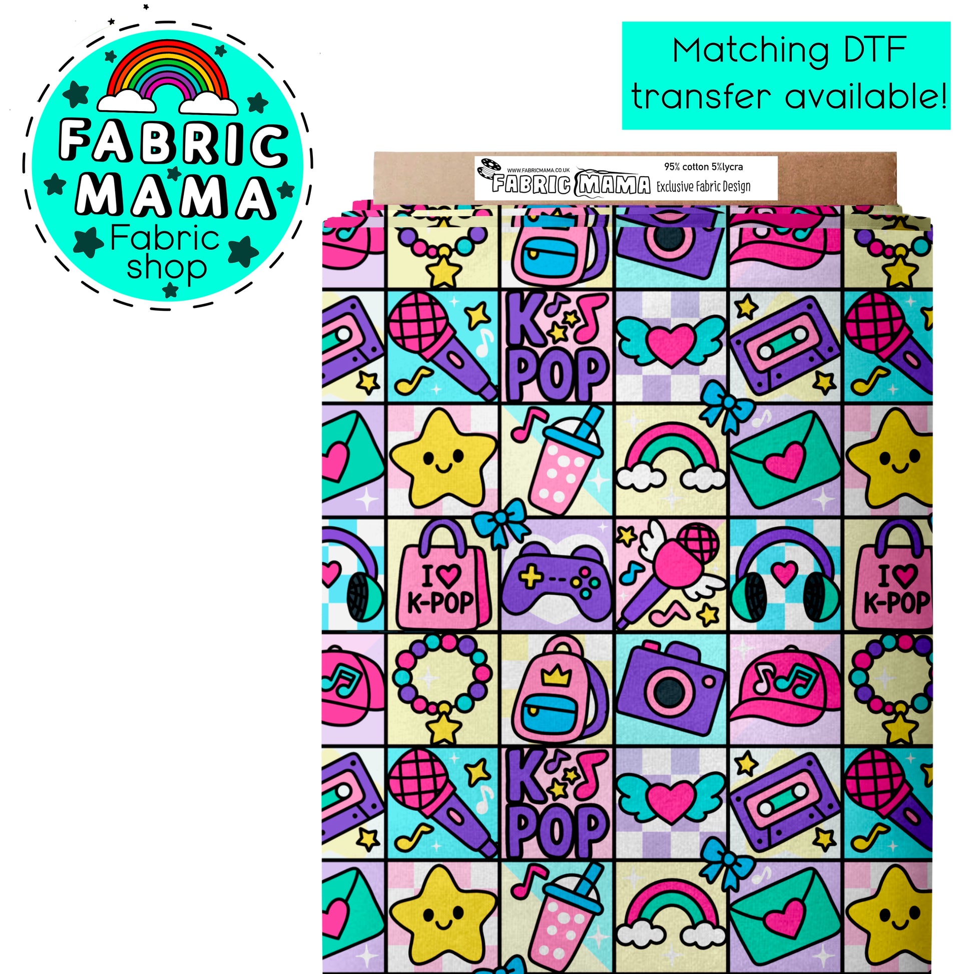 Patchwork KPOP - premium cotton lycra jersey kids stretch fabric image 3