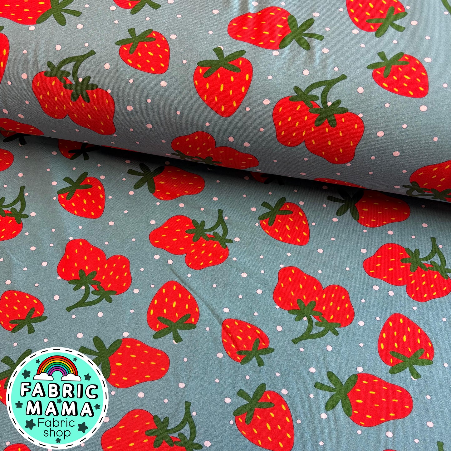 Strawberries - Premium cotton lycra jersey kids stretch fabric image 0