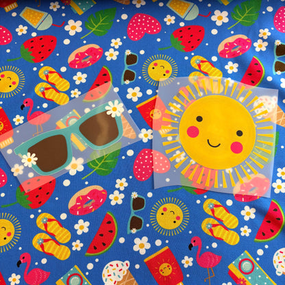 Tutti fruti summer Premium Cotton Lycra Jersey Fabric – Kids Stretch Fabric UK image 1