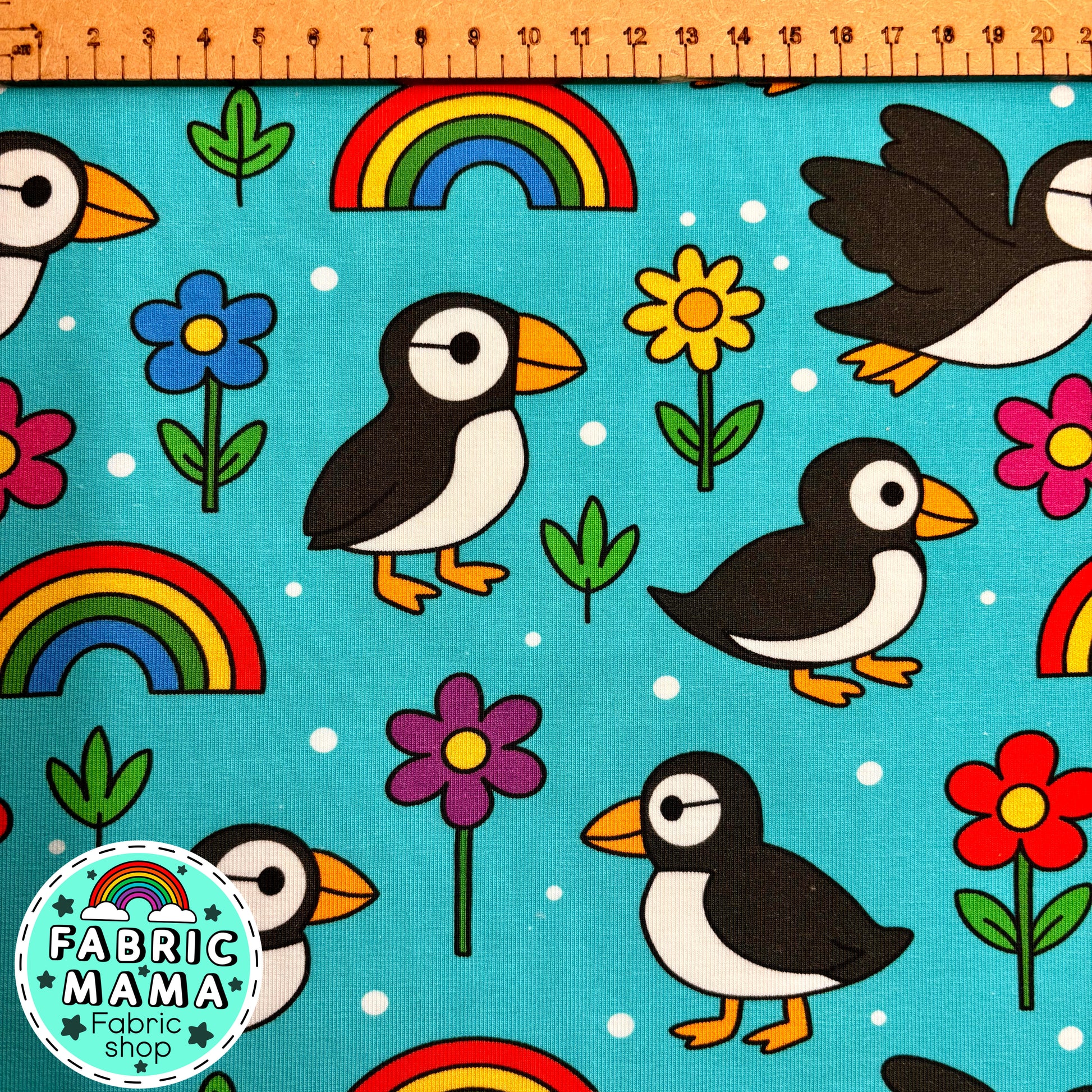 PREORDER Pretty puffins  - Premium cotton lycra image 1