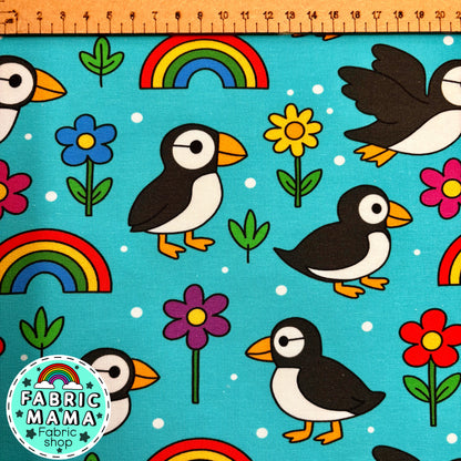 PREORDER Pretty puffins  - Premium cotton lycra image 1