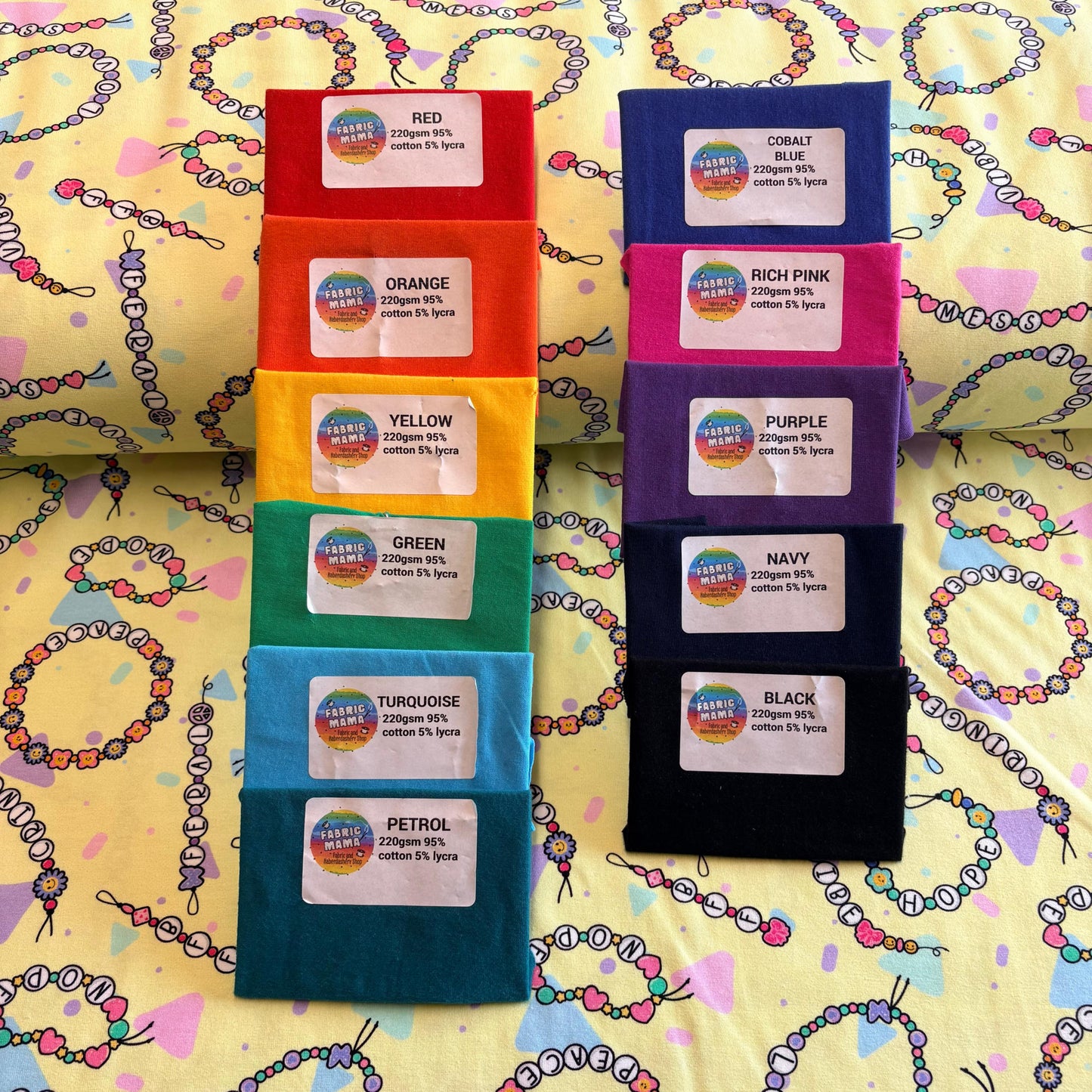 Friendship bracelets Premium Cotton Lycra Jersey Fabric – Kids Stretch Fabric UK image 2