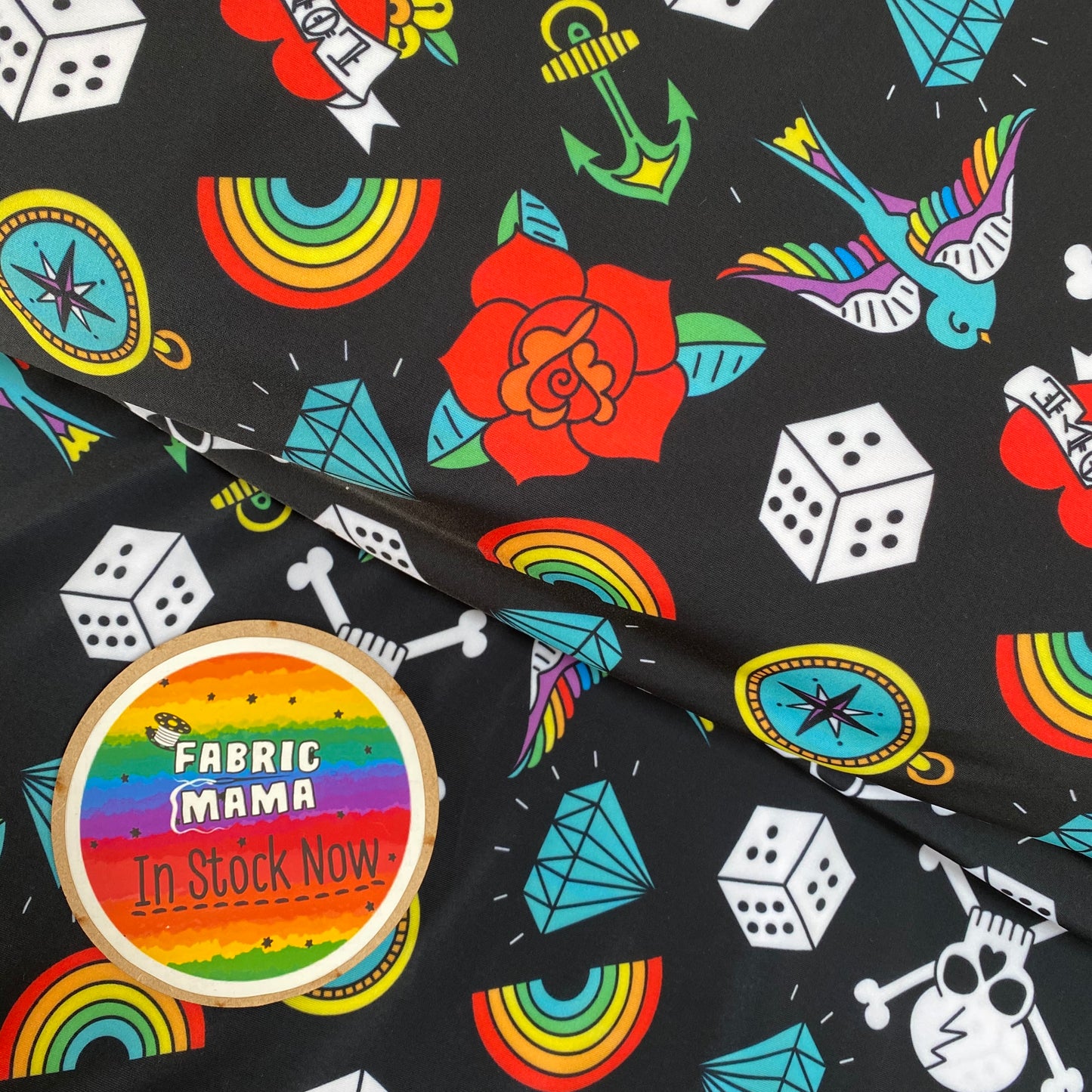 T is for tatt - premium cotton lycra jersey kids stretch fabric image 0