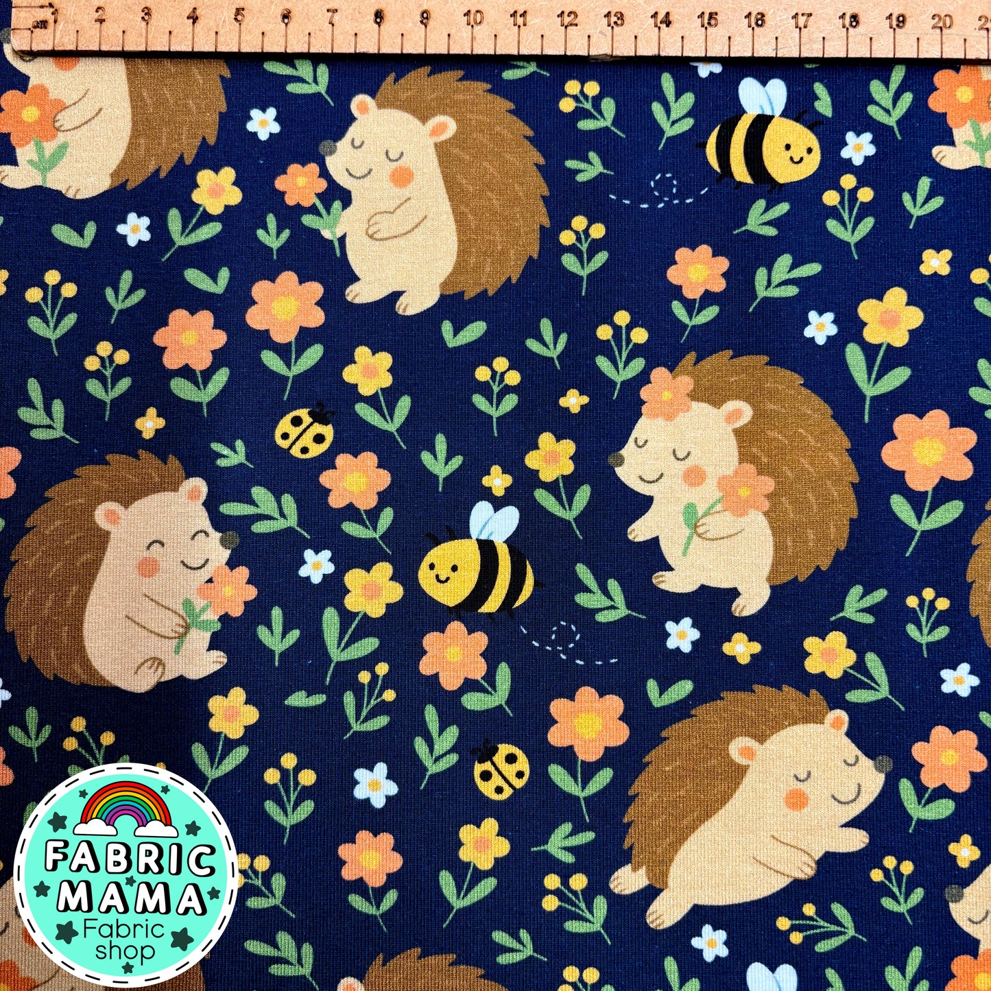 Hedgehog garden - Premium cotton lycra jersey kids stretch fabric image 1
