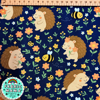 Hedgehog garden - Premium cotton lycra jersey kids stretch fabric image 1