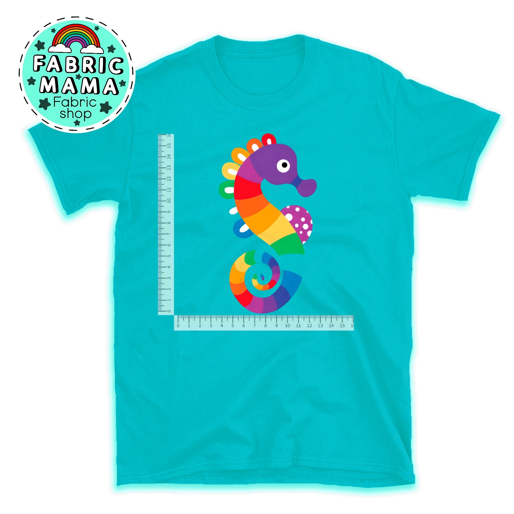 DTF iron on transfer- Rainbow seahorse image 0