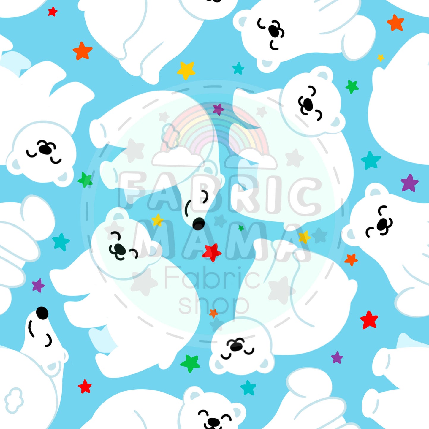 PREORDER Blue polar bears  - Premium Cotton Lycra Jersey Fabric – Kids Stretch Fabric UK